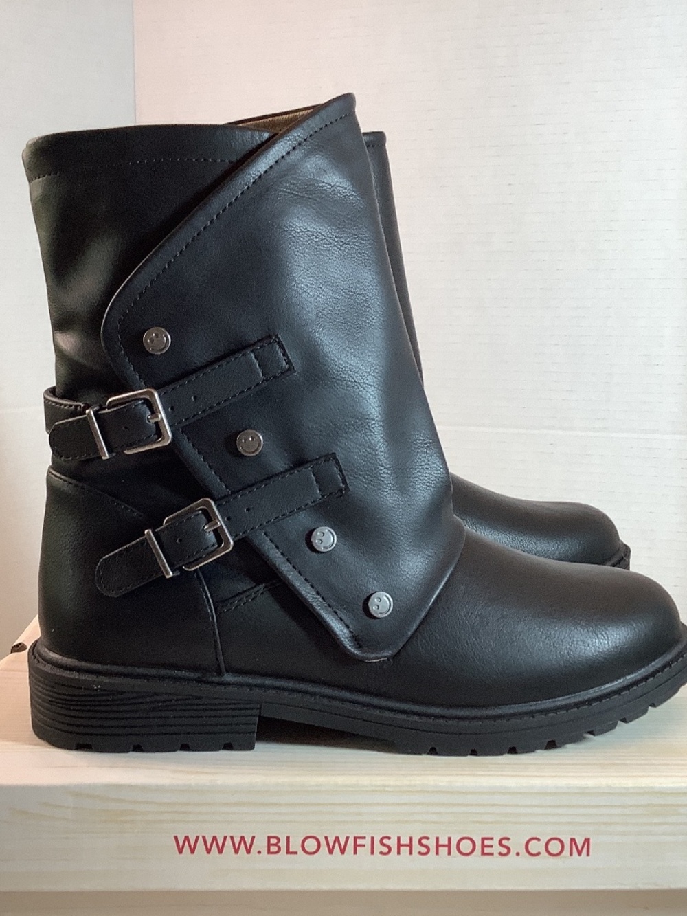 NWT Blowfish Malibu Kids black leather moto boots  big girls 3 or ladies 5.